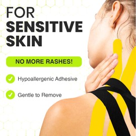 TapeGeeks Kinesiology Tape Physio Tape Bandage Tape Kinesiology Tape Roll Kinesiology Tape for Face Medical Tape for Skin Dynamic Tape