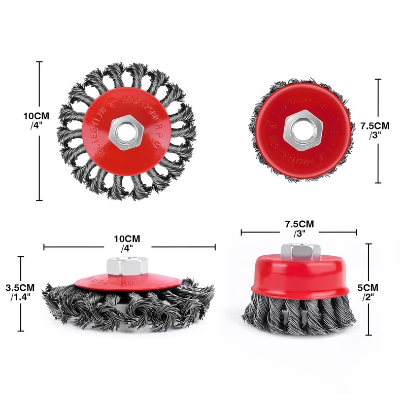 4 Pack Wire Wheel Brush for Angle Grinder, 4 Inch