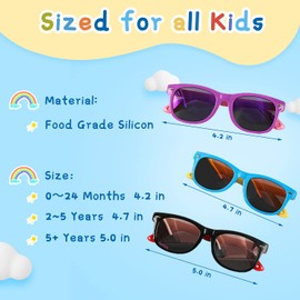 azuza 5 Pack Kids Sunglasses Silicon Unbreakable Polarized UV Protected Sports toddler Sunglasses for Kids Boys and Girls