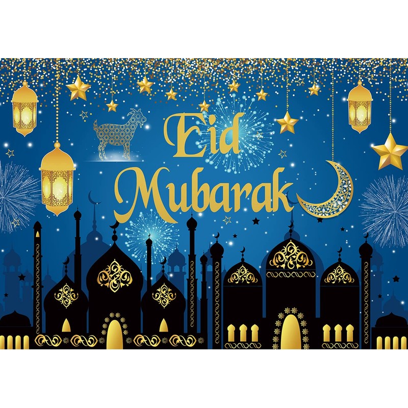 Blue Eid Mubarak Backdrop Arabian Islamic Muslim Ramadan Mubarak Home