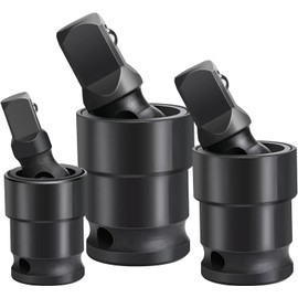 Profiwoab Swivel Socket Set - 360° Rotation Drive, Impact Universal Joint Socket Set - 3 Piece Ball Spring Design U-Joint for 1/4", 3/8", and 1/2" Drive
