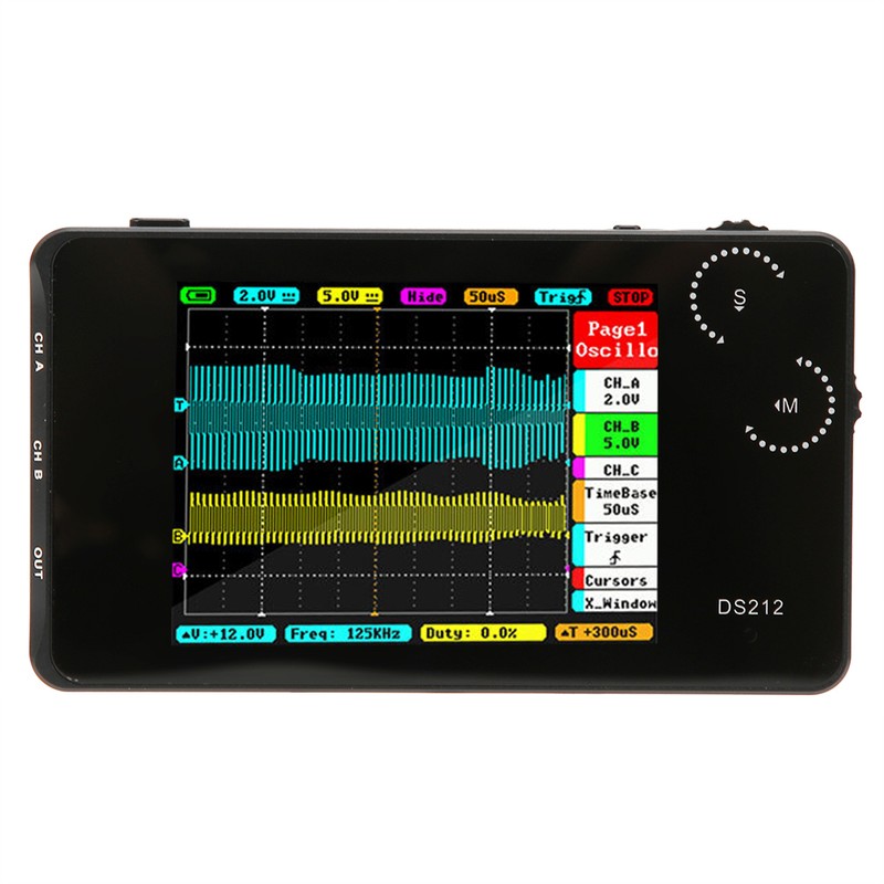 DS212 Portable Digital Oscilloscope Pocket Size 2 Channel Oscilloscope with