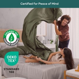 Bamtek 100% Viscose from Bamboo Sheets King Size, Super Soft King Bed Set, 4PC Cooling Sheets for Hot Sleepers, Organically Grown Bedding Sheets, Green King Size Sheets Set - Steel (76x80x18 Inch)