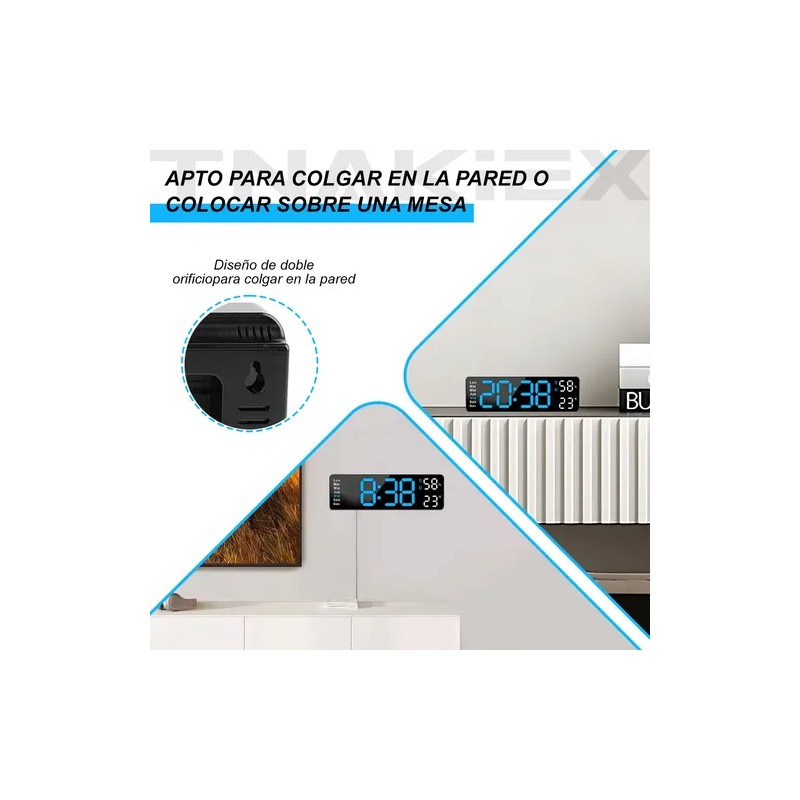 Reloj De Pared Digital Con Termómetro, Alarmas Y Calendario