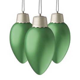 Xodus Innovations WP960-3 Battery Powered Hanging Decorative Outdoor Pulsing 8 inch C9 Bulb Style Light with Sensor Turns-On at Dark, Pack of 3, Green