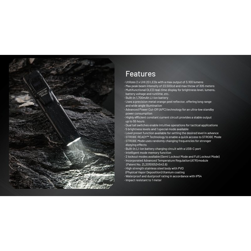 NITECORE EDC27 UHi 3100 Lumen USB Rechargeable Slim Body LED