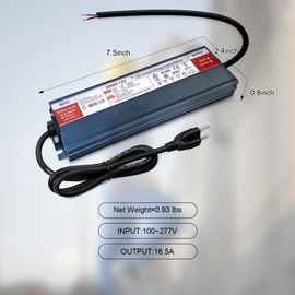 QNNP® LED Driver 200 Watts 12V DC Low Voltage Transformer Waterproof IP67 Power Supply Transformer Adapter AC 100V-120V to 12V DC, LED Power Supply for Indoor Outdoor LED Lighting