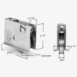 2 Pack Sliding Patio Door Roller Assembly Fits for Pella Wood Glass Doors P/N #0C8P0001, 1-1/2" Steel Ball Bearing, Edge Adjustable, Stainless Steel Housing with Flange