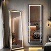 FURNIinspire LED Mirror Full Length, 63” x 20” Full Length Mirror with Stand, HD Reflection & Tempered Glass, LED Floor Mirror for Living Room Bedroom Cloakroom, Silver