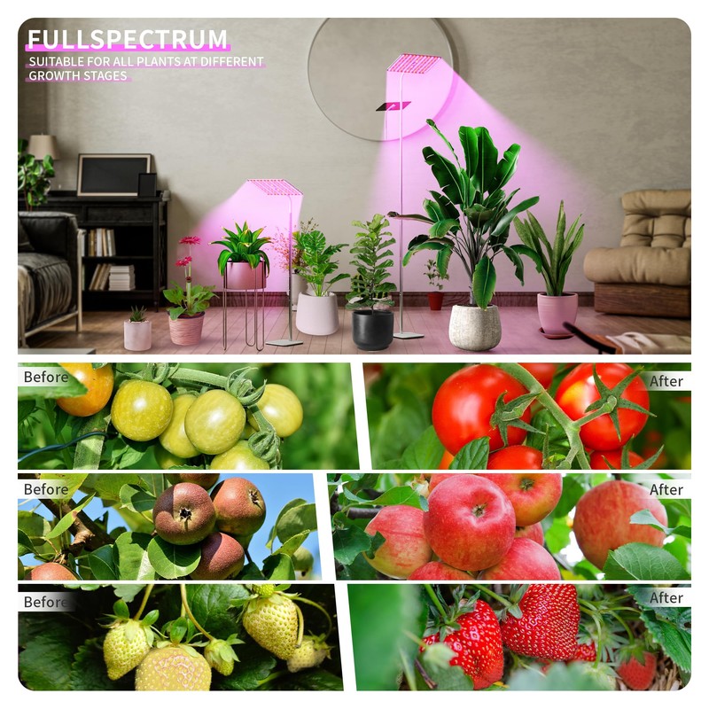 BESTVA 36W Grow Lights with Stand, Full Spectrum LED Plant