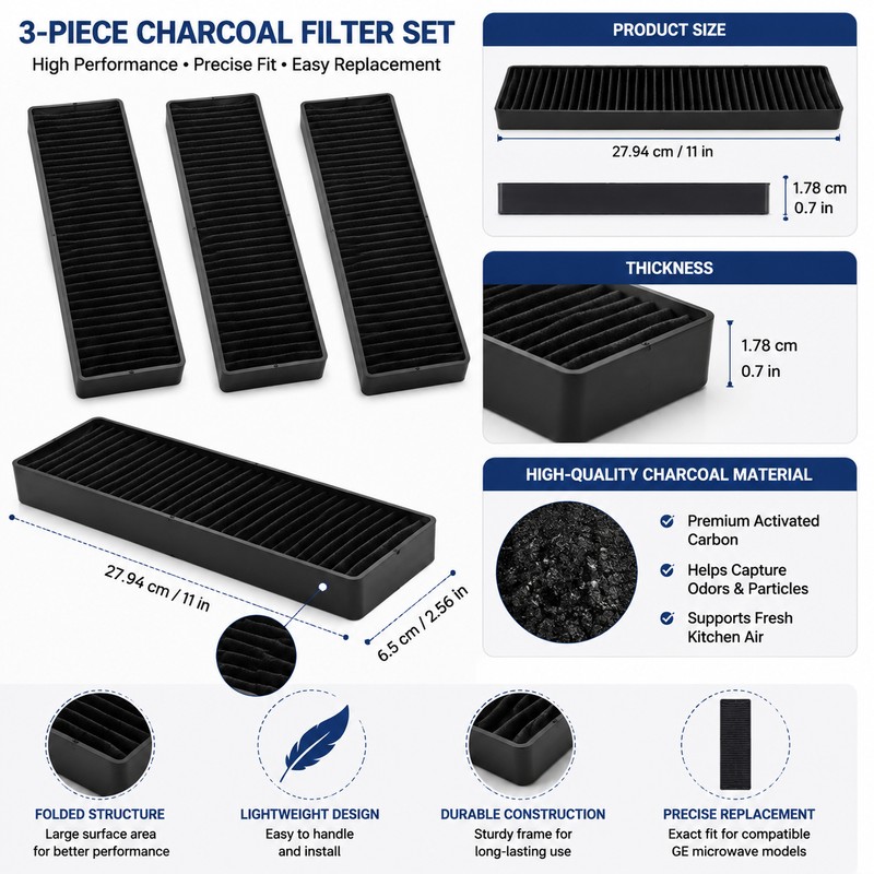 Microwave Charcoal Filter Replacement for GE Models – 3 Pack