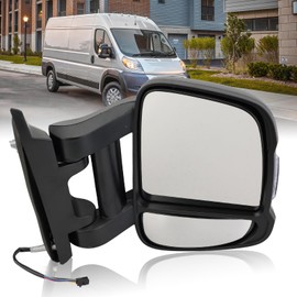 MOFOAP Passenger Right Side Mirror for 2019 2020 2021 2022 RAM Promaster 1500 2500 3500,Power Door Mirror with Heated,Turn Single Light,Replaces# FO1321536(Long Arm)