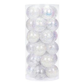 Luxtea 24ct Shatterproof Clear Christmas Ball Ornaments Decorative Xmas Baubles Delicate Balls Decorations(2.36''/60mm,Iridescent)
