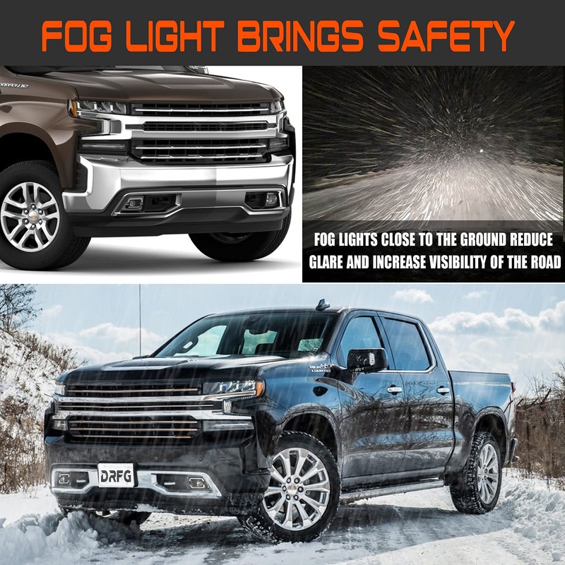 DRFG LED Fog Light with DRL Compatible for Chevy Silverado