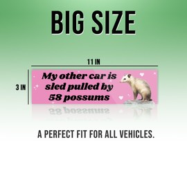 TAYTA Pink Possums Cartoon Bumper Stickers, 11x3in, Matte Finish, Polyurethane Material, Reusable, Outdoor Use