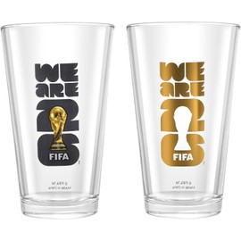Premium 16oz Black and Gold Pint Glass Set 2Piece Commemorative Sports Theme Beverage Tumblers Heavy Base Drinkware Home Bar Tailgating Parties