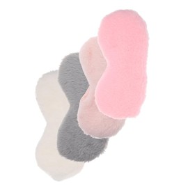 Baluue 4Pcs Colorful Fluffy Eye Masks Comfortable Satin Sleep Covers Block Out Light for Travel Home Meditation Soft Eye Blindfolds for Women Men