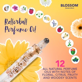 Blossom Roll on Rollerball Perfume Oil, Alcohol Free + Essential Oils, Infused with Real Flowers, Made in USA, 0.20 fl. oz./5.9 ml, Citrus Jasmine