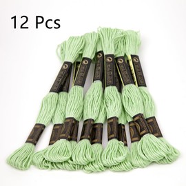 12 Skeins Embroidery Threads, Cross Stitch Thread Fiber Cotton of 8.75yds for Hand Embroidery DIY Creation and Friendship Bracelet String, White