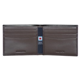 Nautica Men's Pop J-Class Bifold Wallet, Black/Brown, One Size