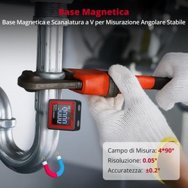 XUNTOP Inclinometro Digitale Precisione ±0.2° Base magnetico e Canale a V