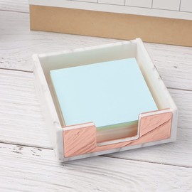 NatSumeBasics Marble Sticky Note Holder Rose Gold Post a Note Holder Memo Holders Dispenser Cards Holder Case for Office Home School Desk Organizer (Rose Gold Marble)