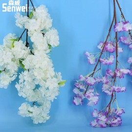 Artificial Cherry Blossom Branches Spring Indoor Decoration, Faux Flowers 39.3" Long Stems Plum Fake Peach Plants Real Touch Silk for WeddingHomeBedroom Party Office Decoration ﻿