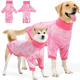Lukovee Recovery Suit for Dogs - Soft Onesie Dog Surgery Suit for Female Male Dogs, Breathable Surgical Recovery Suit Prevent Licking Spay Recovery Suit Dog E-Collar & Cone Alternative(S,Pink)