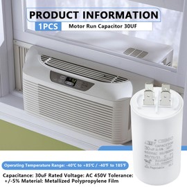 Motor Run Capacitor 30UF MFD CBB60 4 Pins 250V ~ 450V AC Volts, Round Cylinder, Metallized Polypropylene Film 30UF Capacitor