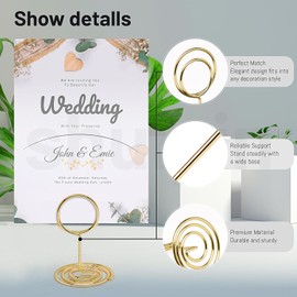 UMETDO 30PCS Table Number Holders Place Card Holder - Photo Holders for Tables, Cards Stand Name Menu Clips,Small Table Sign Holders for Wedding Anniversary Birthday Party (Gold)
