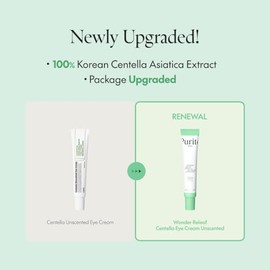 PURITO Crema de ojos sin perfume de Centella, Centella coreana, para piel sensible, calmante, Crema facial para ojos para el rostro, ojeras, arrugas, hinchazón, K-Beauty, vegana y libre de crueldad