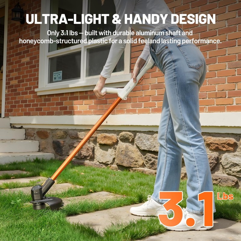 Litheli Cordless Weed Wacker 12 Inch, U20 Handy+ 20V String