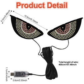 Blueshyhall Devil Eyes LED Car Sign Light for Front Back Windshield, Ambient Lighting USB Plug Play Dynamic Rear Display Funny Blink Demon Eye Lights