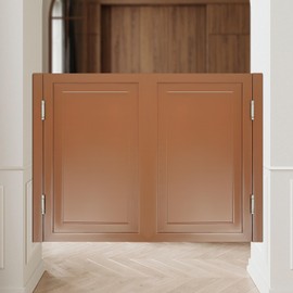 BEACCOSS Solid Wood Interior Swing Door with Metal Hinges - Swinging Cafe Doors for Kitchen, Stairs, Bedroom Entrance & Partition (Brown, 47.2"X35.43")