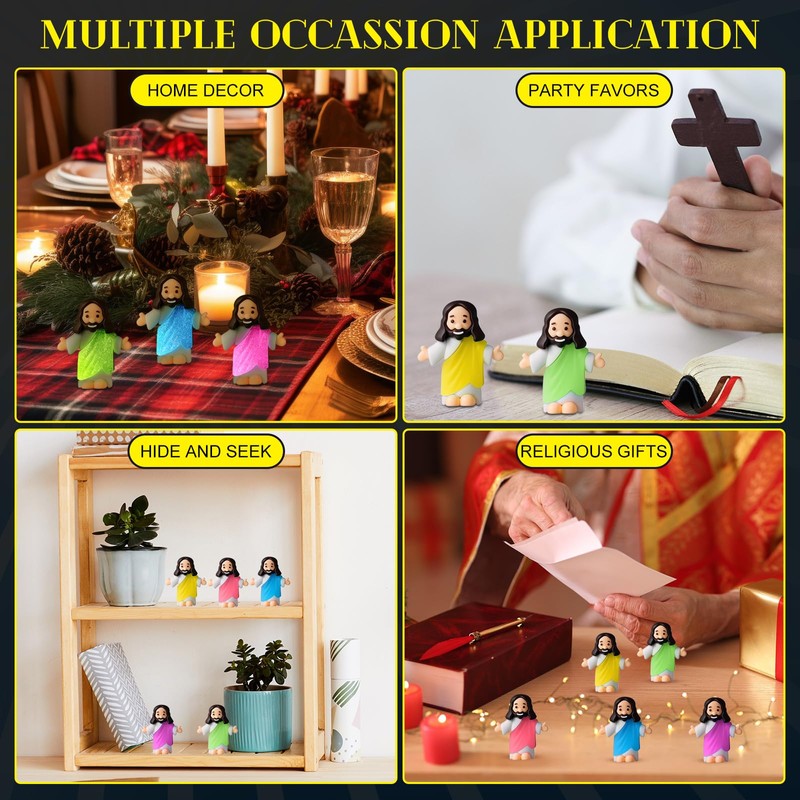 CroBlissful 25 Set Luminous Mini Jesus Figures Tiny Little Glow