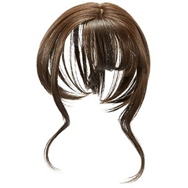 Priscilla TFX-106-TDB Fluffy Hand-planted Whorl Bangs Wig, Nude Curl Bangs, Heat Resistant, Dark Brown