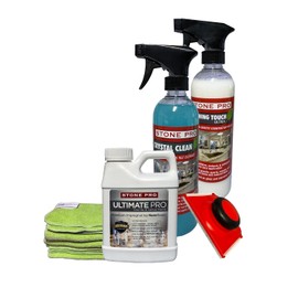Stone Pro - Kit de sellador de granito Ultimate Pro, Crystal Clean, acabado al tacto (1 pinta – 16 onzas líquidas) (para granito de sella...