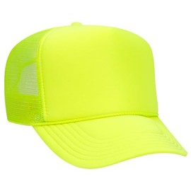 Joe's USA Foam Trucker Hat - Polyester Foam Front 5 Panel High Crown Mesh Back Trucker Hat-Neon Yellow
