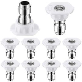 MorningRo 10 Pack 1/4 Inch Pressure Washer Nozzle Tips Quick Connector 2.5 GPM 4000 PSI Power Washer Tips Pressure Washer Spray Nozzle Tips Set for Home Car Patio Driveway(White)