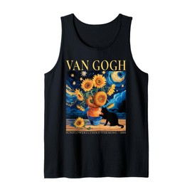 Funny Van Gogh Black Cat With Sunflowers Cat for Men Women Tank Top