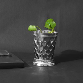 Wonderlist Handicrafts Designer Brass Mint Julep Cup Goblet Tumbler Capacity 12 Ounce Each Gold Julep Cup (Silver)