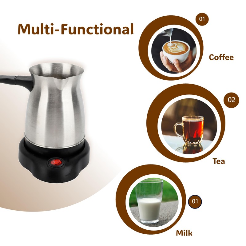 Gugxiom 600ml Electric Turkish Coffee Pot, Stainless Steel Turkish Coffee