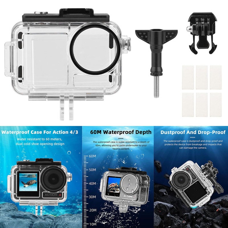 60M Waterproof Case Compatible with DJI OSMO Action 3/4 Outdoor