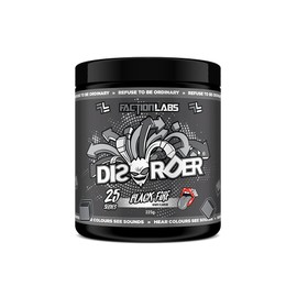 Faction Labs Disorder Original Pre Workout Powder, Black Fire, Sugar Free Caffeinated Gym Supplement, 25 Serves, 225g