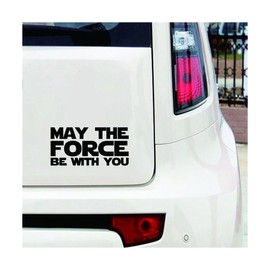 Sandfren May The Force Be with You Car Decal, 2PCS 7.3" x 3.5" Waterproof Vehicle Inspirational Sticker for Bumper & Window, Automobile Inspired Graphic Sticker, Universal Fit (Black)