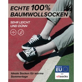 vitsocks Men's 100% Cotton Ultra Thin Summer Socks (3 Pairs) Lightweight Cotton Socks Plain Size 39 42 43 46, gray