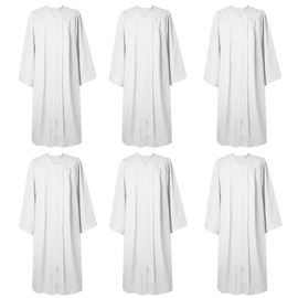 GraduatePro 6 Pcs Unisex Matte Choir Robes for Baptism Church Confirmation Pulpit Graduation Gown Pastor Costume Adults White 54