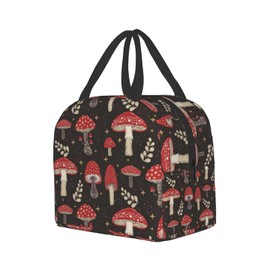 Hulnulnu Cute Mushroom Insulated Lunch Bag Reusable Lunch Box Portable Cooler Lunch Boxes Waterproof Lunch Tote for Picnic Office Work