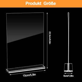 thirei Acrylic Stand, Pack of 4 Acrylic Table Stands, A5 Acrylic Sign Holder, Double-Sided Menu Holder, for Brochures, Menu Card, Advertising, Photo Frame