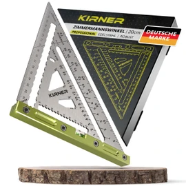 Carpenter's Square 180 mm - Solid Stainless Steel Angle - Lasts a Lifetime | For Exact 90° Angle - with Innovative Base and Integrated Spirit Level | Carpenter's Angle, Try Square, Carpenter's Angle